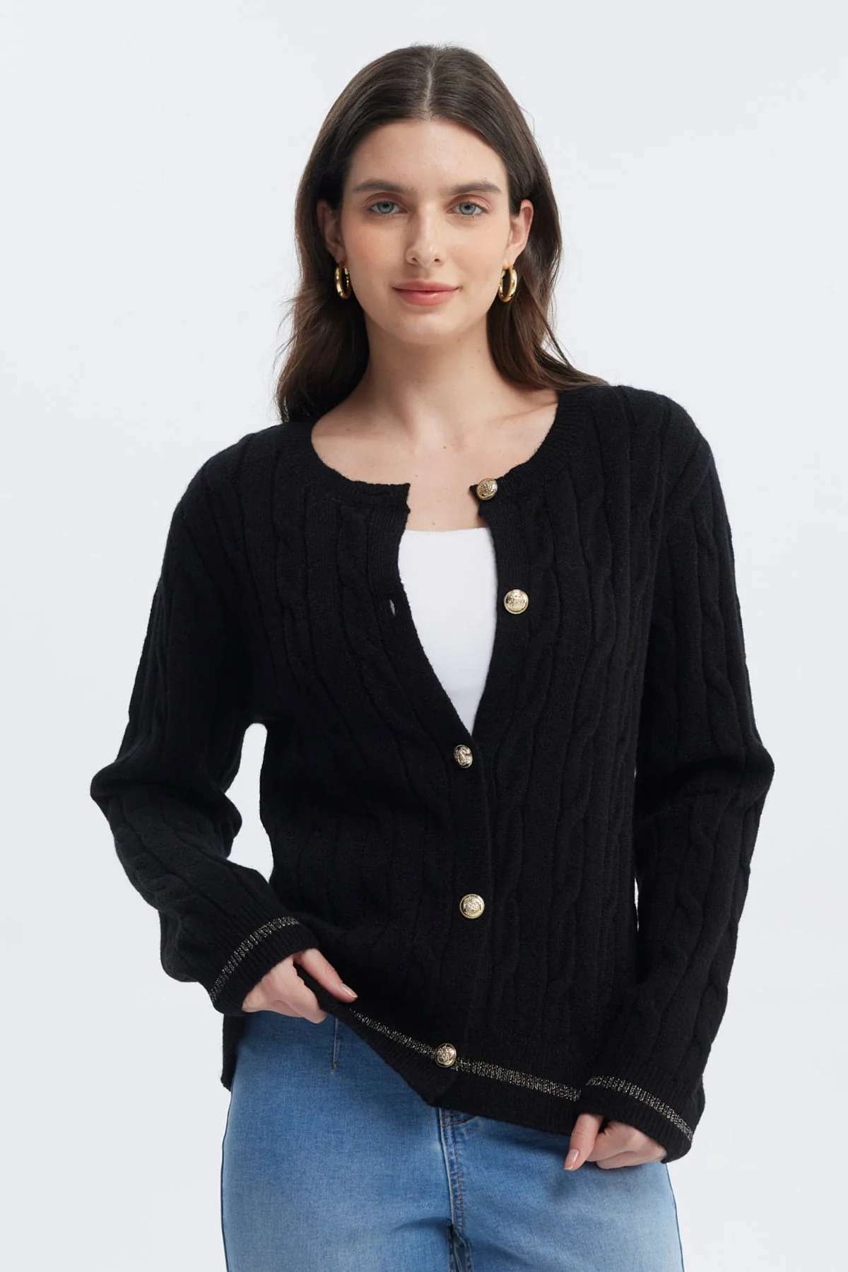 Sweater Mujer Slim Cuello Redondo Negro