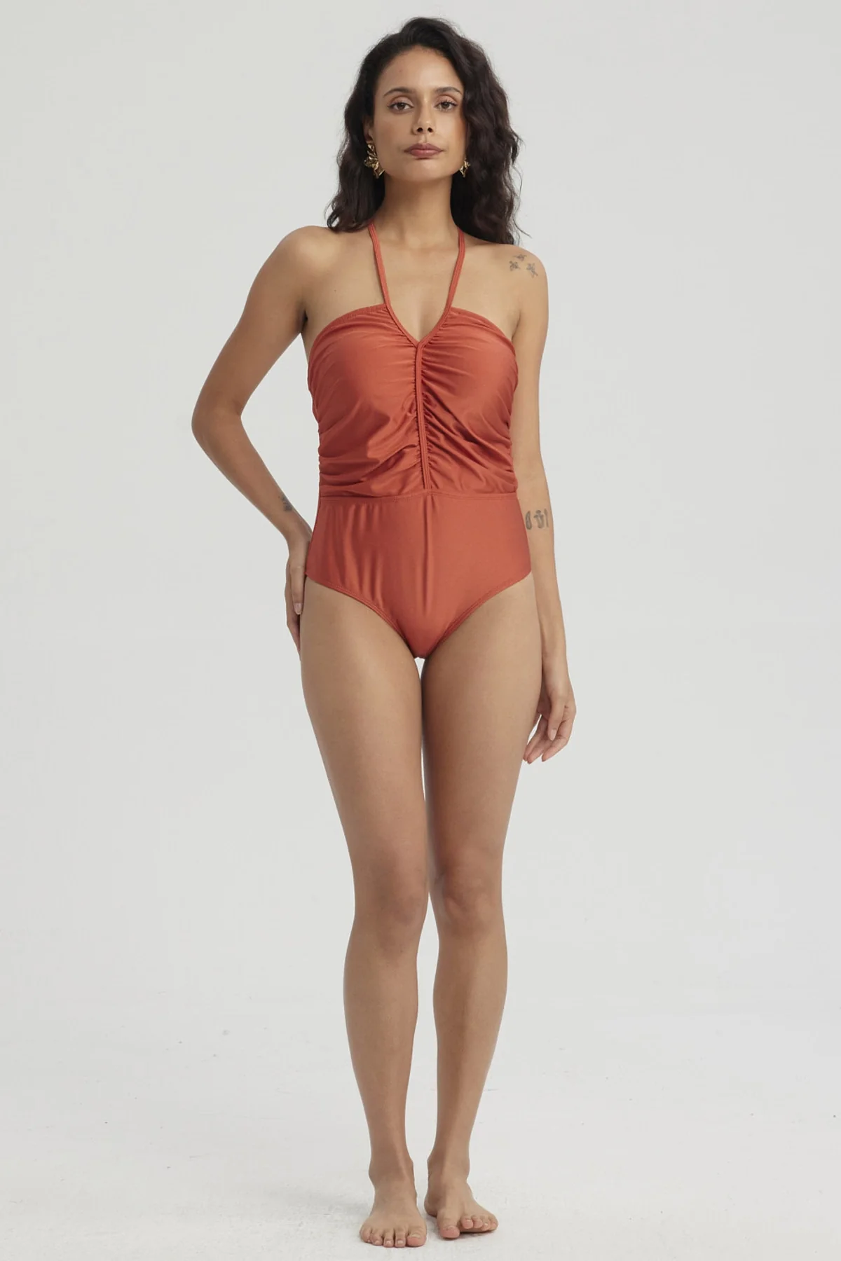 Traje de Baño Mujer Entero Amarra Terracota