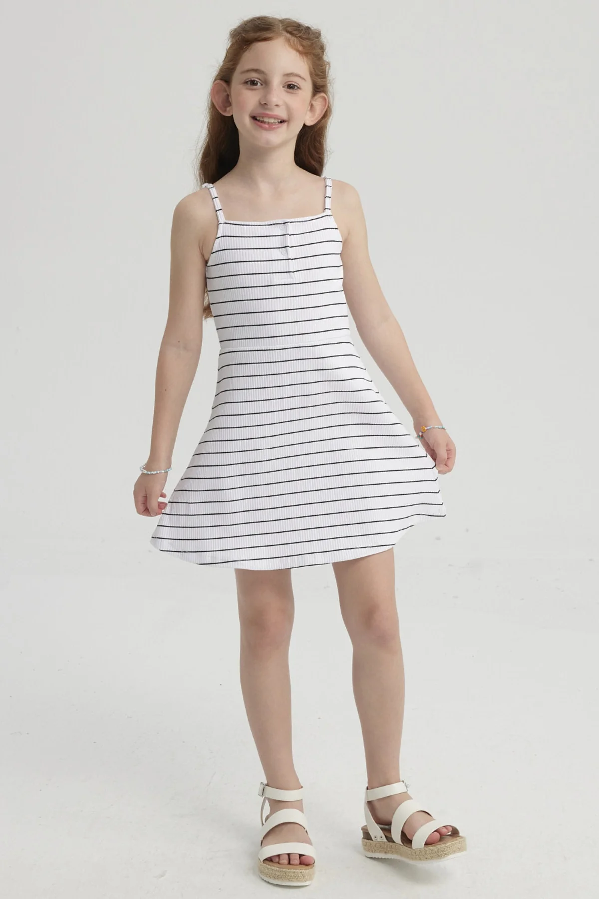 Vestido Niña Rayas Blanco