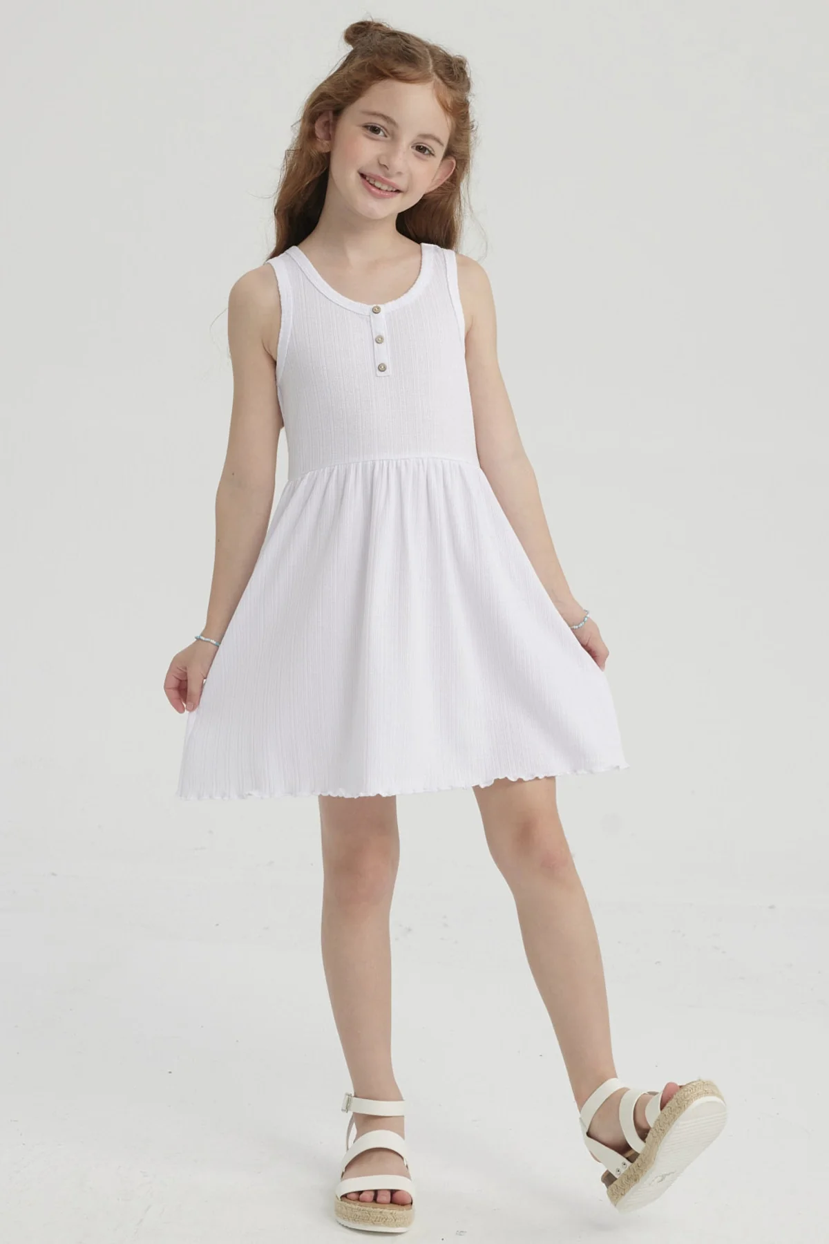 Vestido Niña Rib Blanco