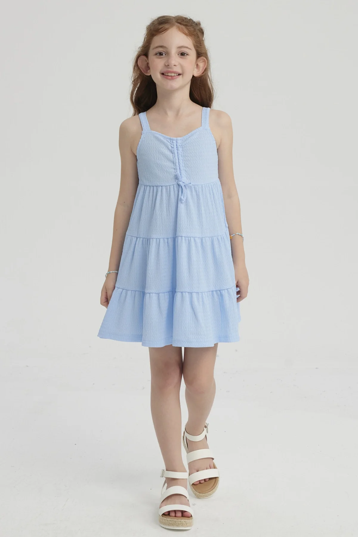Vestido Niña Toddler Textura Celeste