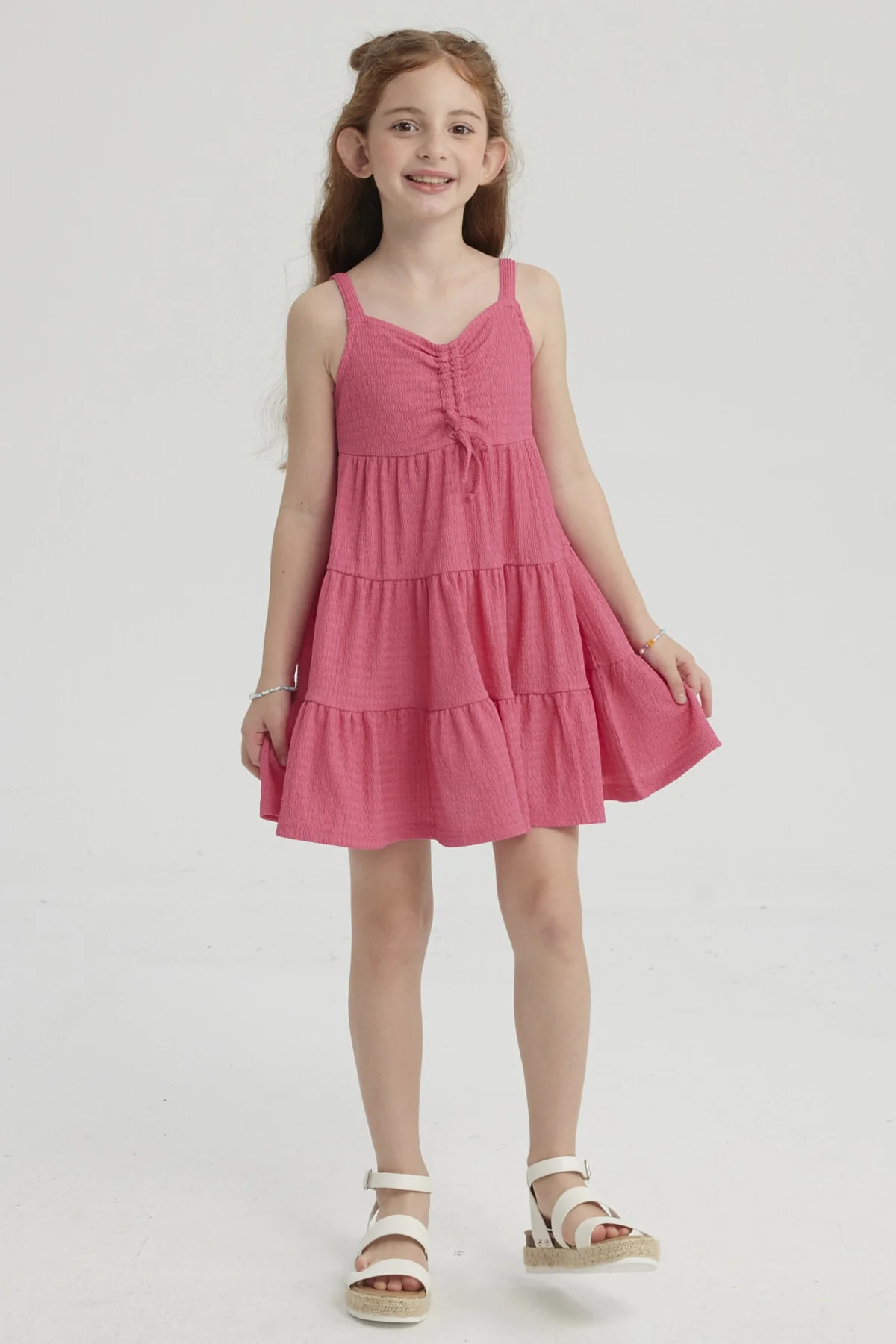 Vestido Niña Toddler Textura Fucsia